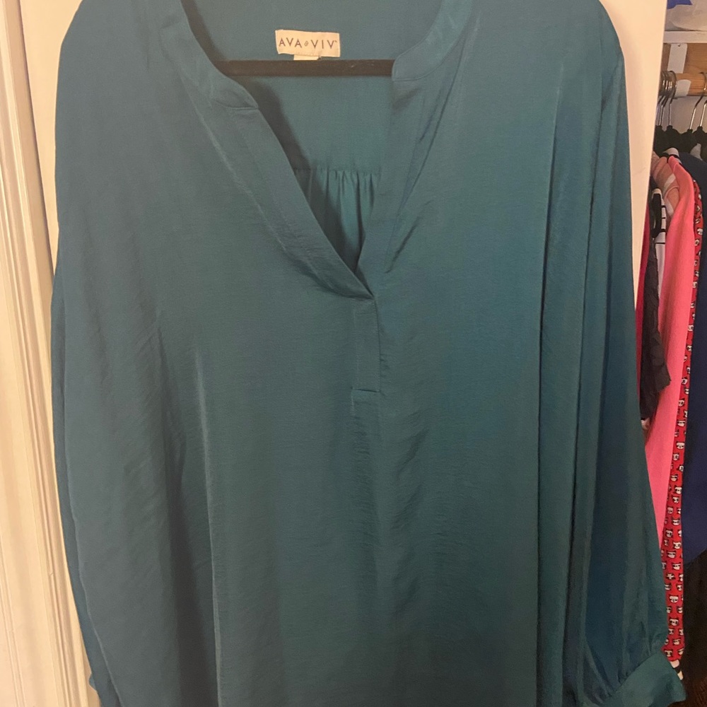 Soft, sea blue, long sleeve top